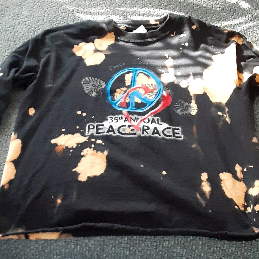 Tie dye bleach peace and love long tee